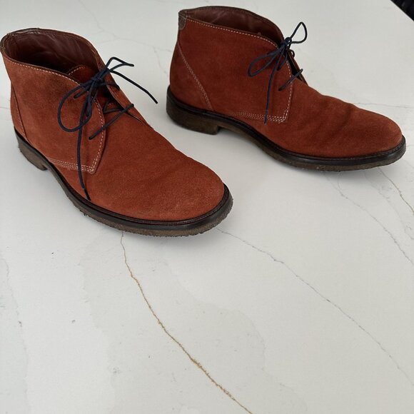 Johnston & Murphy Chukka Boots Men Size 8 Burnt Orange Suede Leather Ankle Shoes